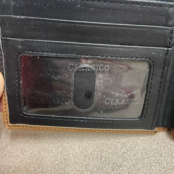 Classico Men’s Two Tone Leather Bifold Wallet Brown Tan Picture Credit Card Slot - Picture 5 of 9